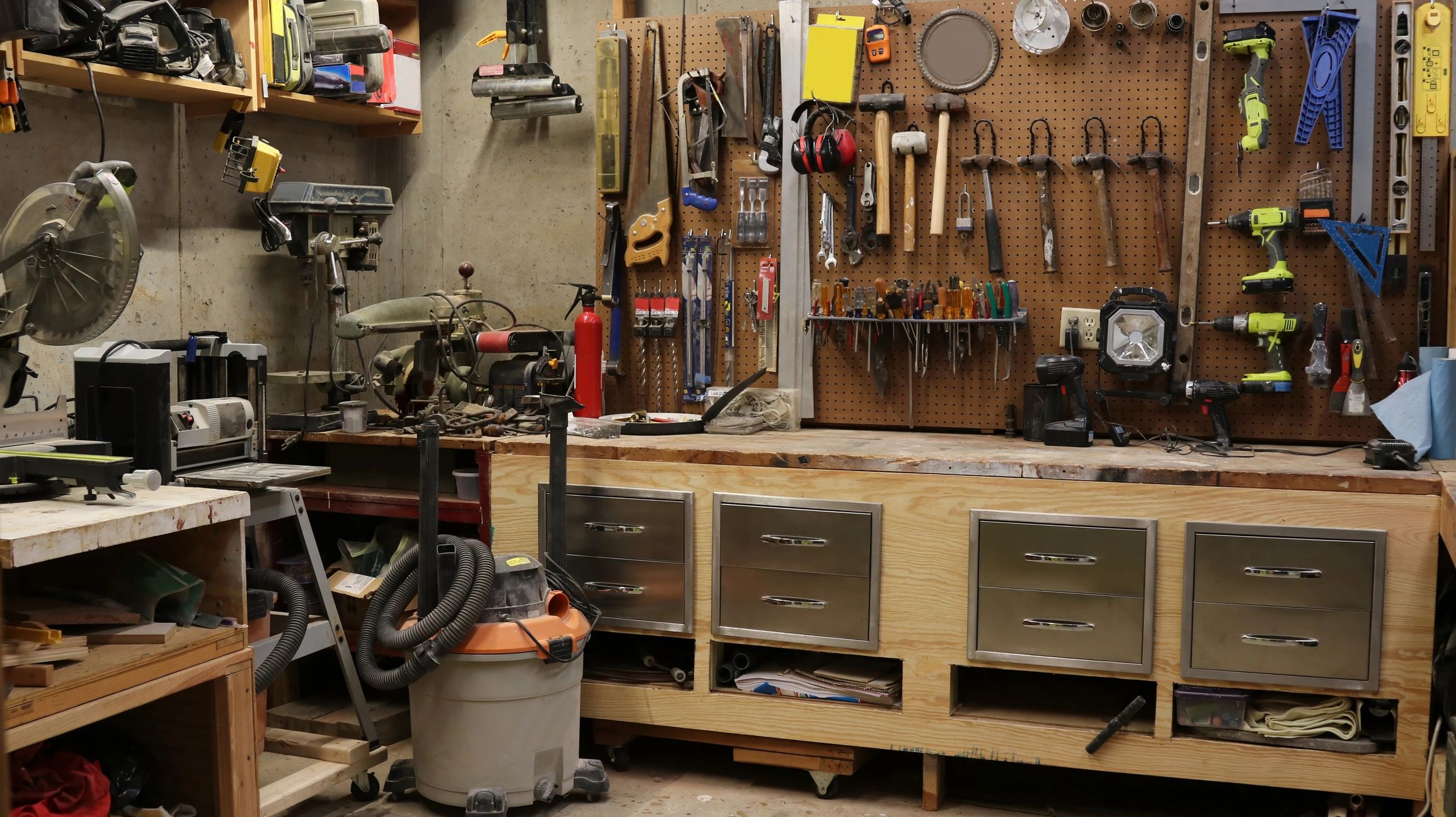 Motorcycle workshop interior