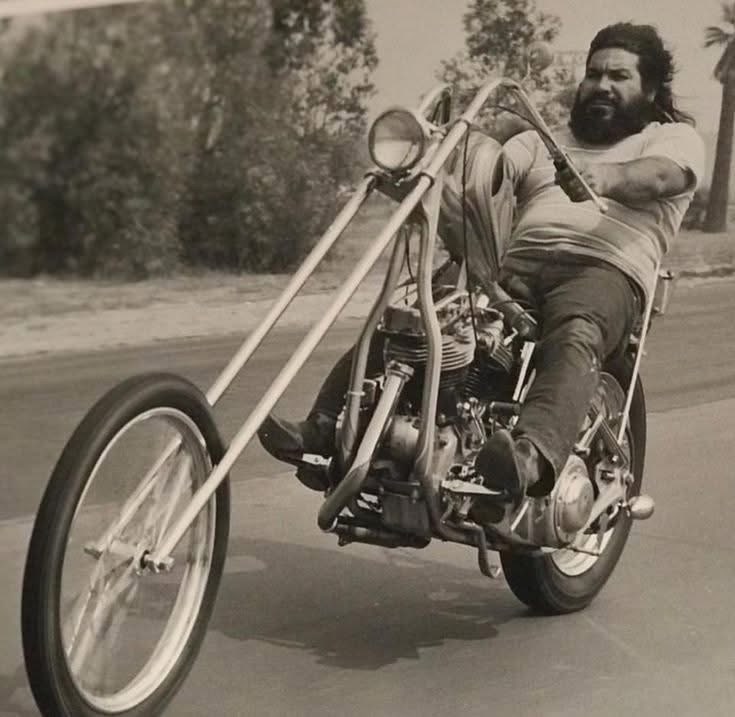 Old-school chopper motorcycle side view
